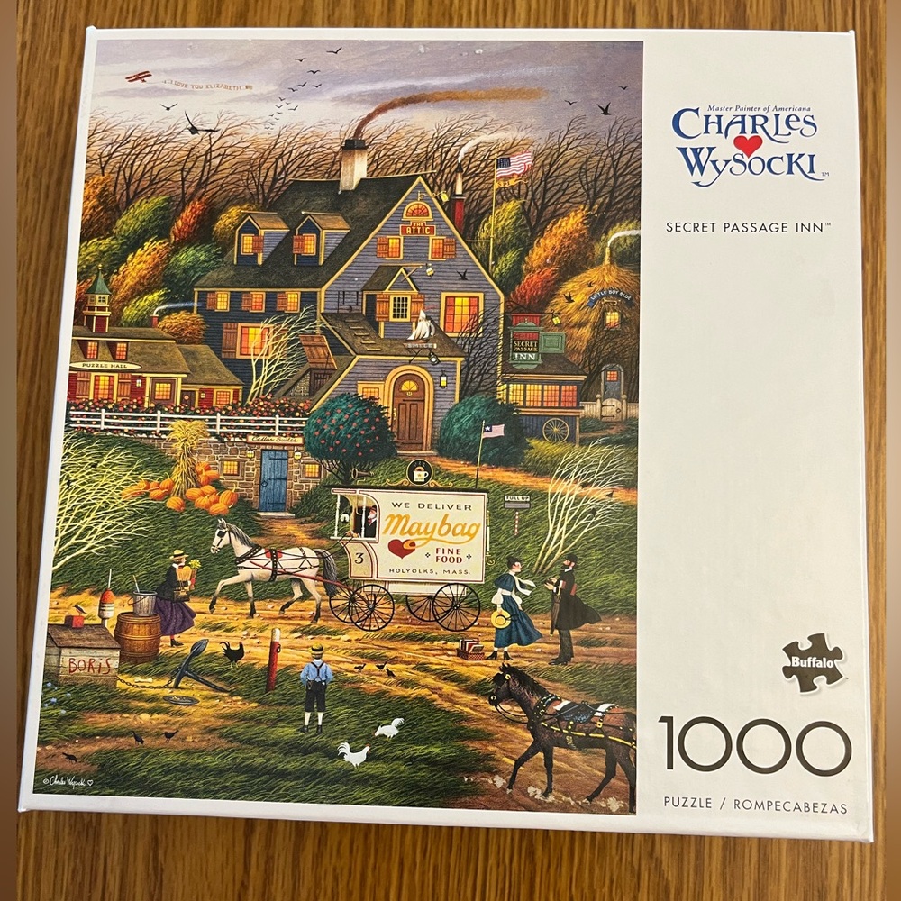 Charles Wysocki Jigsaw Puzzle SECRET PASSAGE INN 1000 Pieces Used Complete